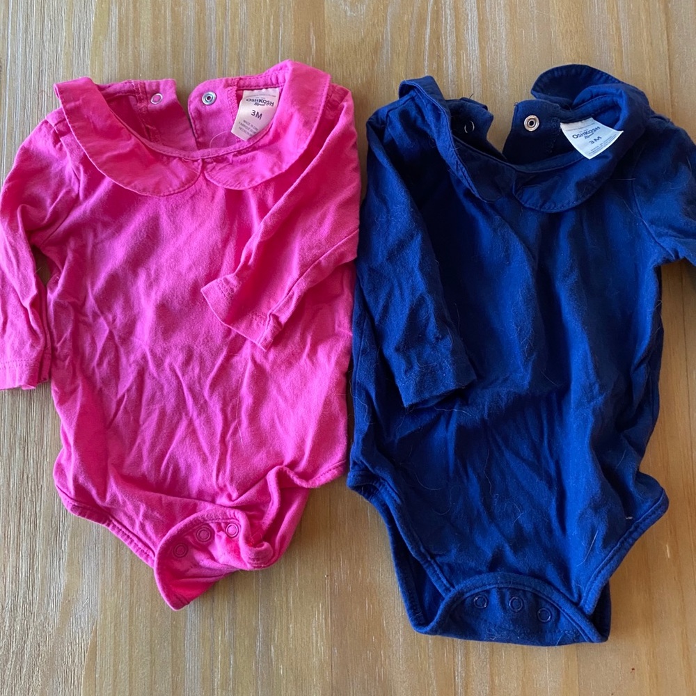 💚 3/$25 Oshkosh B’Gosh Peter Pan Bodysuits 3M
